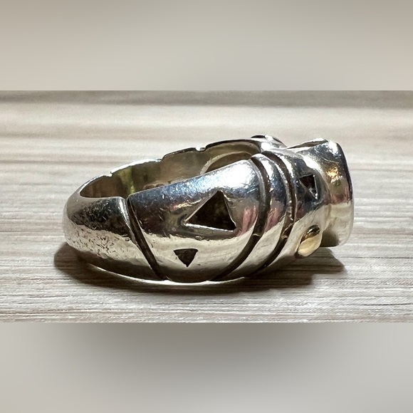 Vintage Designer John Atencio Sterling Silver & 18K Gold Peridot Ring, Size 6 - Picture 5 of 11